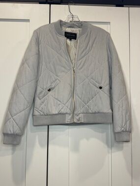 River Island Light Blue-ish Gray Quilted Bomber Jacket